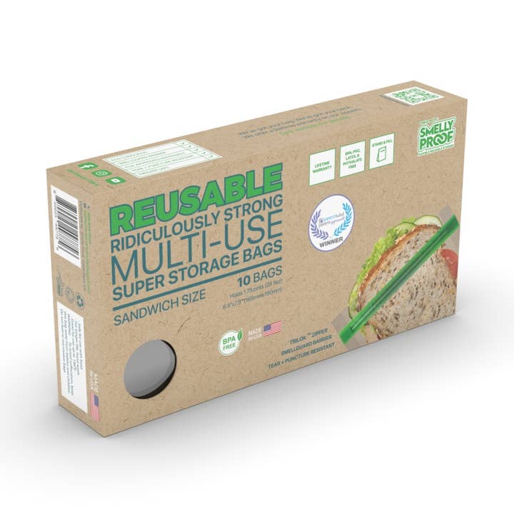 Reusable Sandwich Size Super Bags - Box of 10 for wholesale by Smelly Proof Storage Bags