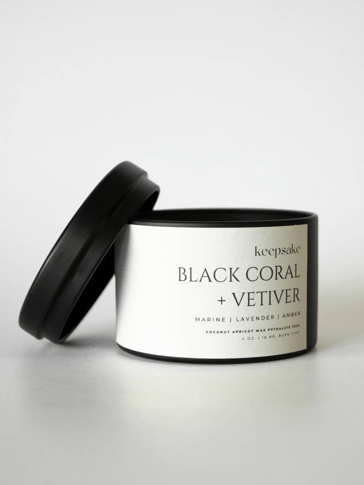 4 oz. Mini Candle - Black Coral + Vetiver for wholesale by Keepsake Candle | Curated