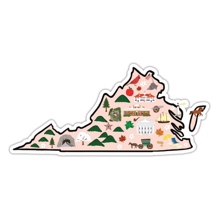 Virginia Vinyl Sticker - State Sticker, Travel Gift, Souvenir for wholesale by Bloomwolf Studio