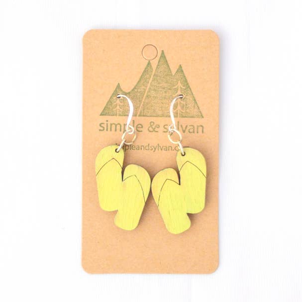 Sterling Silver Flip Flop Drop Earrings – Wooden Beachy for wholesale by Simple and Sylvan