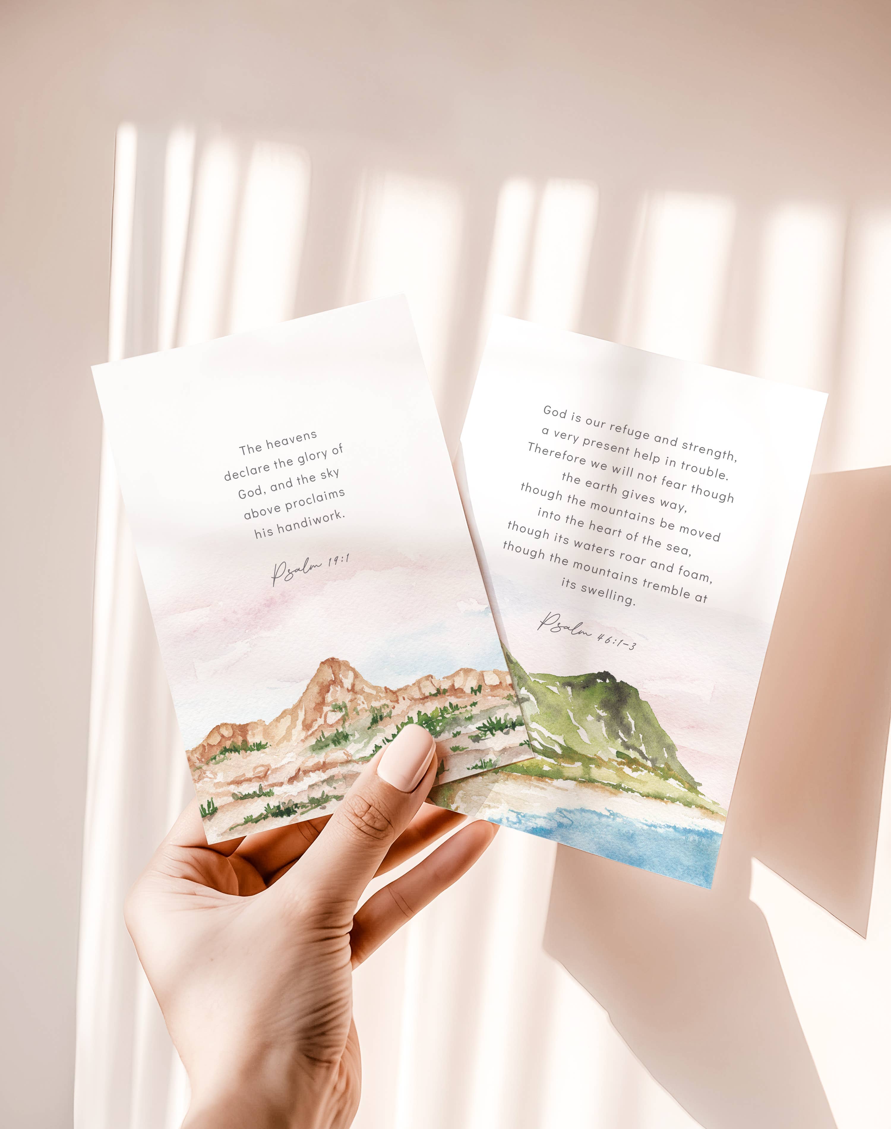 Me and Mary Shop - Wholesale Stationery/Notecard Set - Watercolor Bible Verse Cards – Landscape Scripture Set4