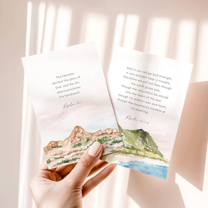 Me and Mary Shop - Wholesale Stationery/Notecard Set - Watercolor Bible Verse Cards – Landscape Scripture Set4