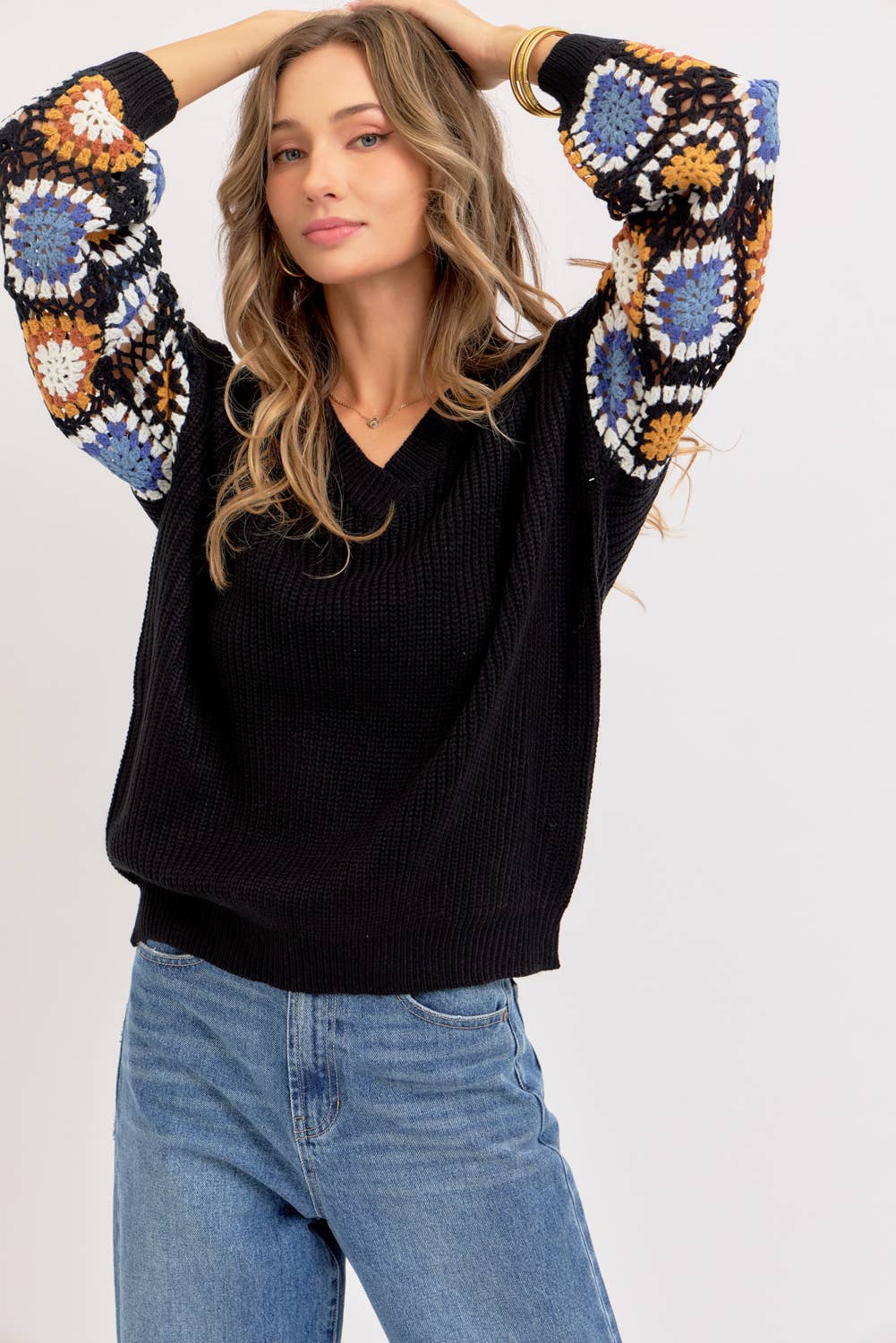 Sweet Lovely by Jen - Wholesale Knit Sweater - Women's - CROCHET PATCHWORK SWEATER13