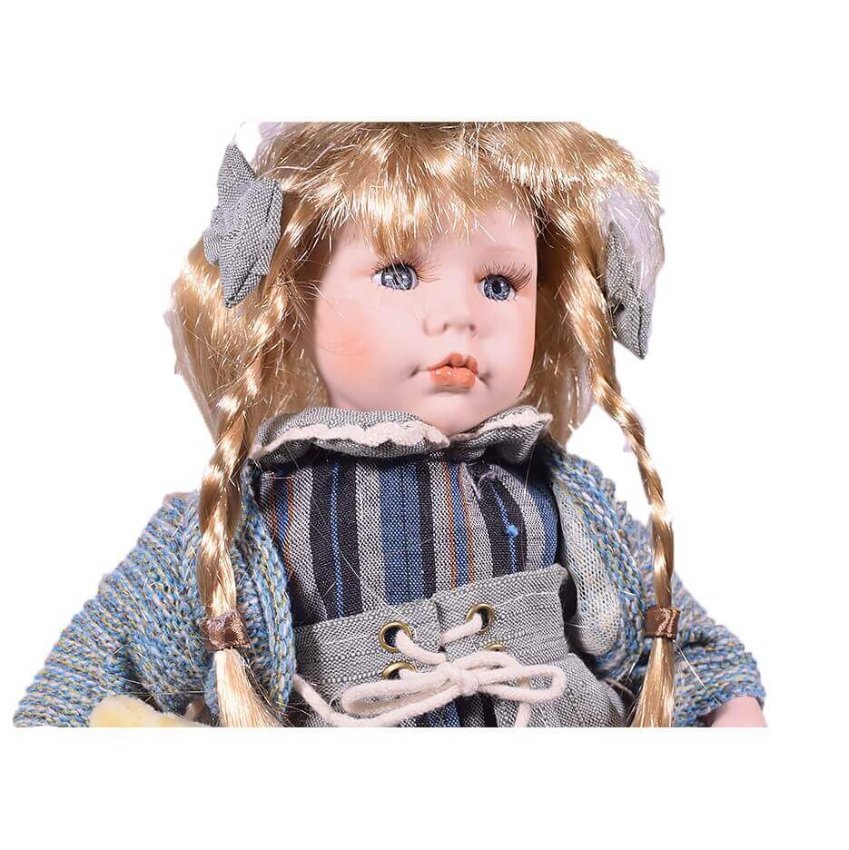 giftland - Wholesale Decorative Figurine - Porcelain Traditional Doll Girl with Wooden Stand 30.5cm1