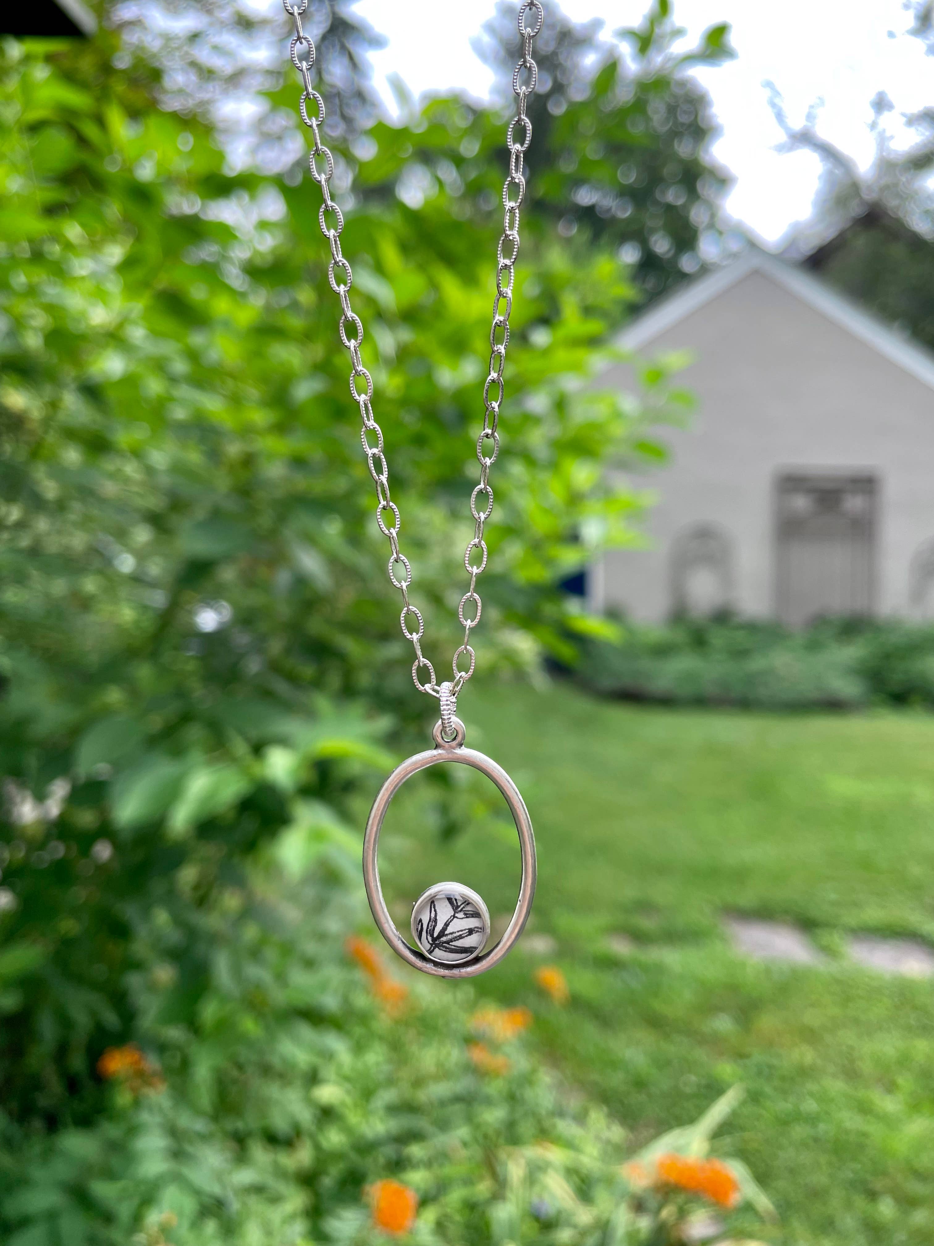 joeyfivecents - Wholesale Pendant/charm necklace - Modern minimalist necklace- vintage b&w botanicals, nature2