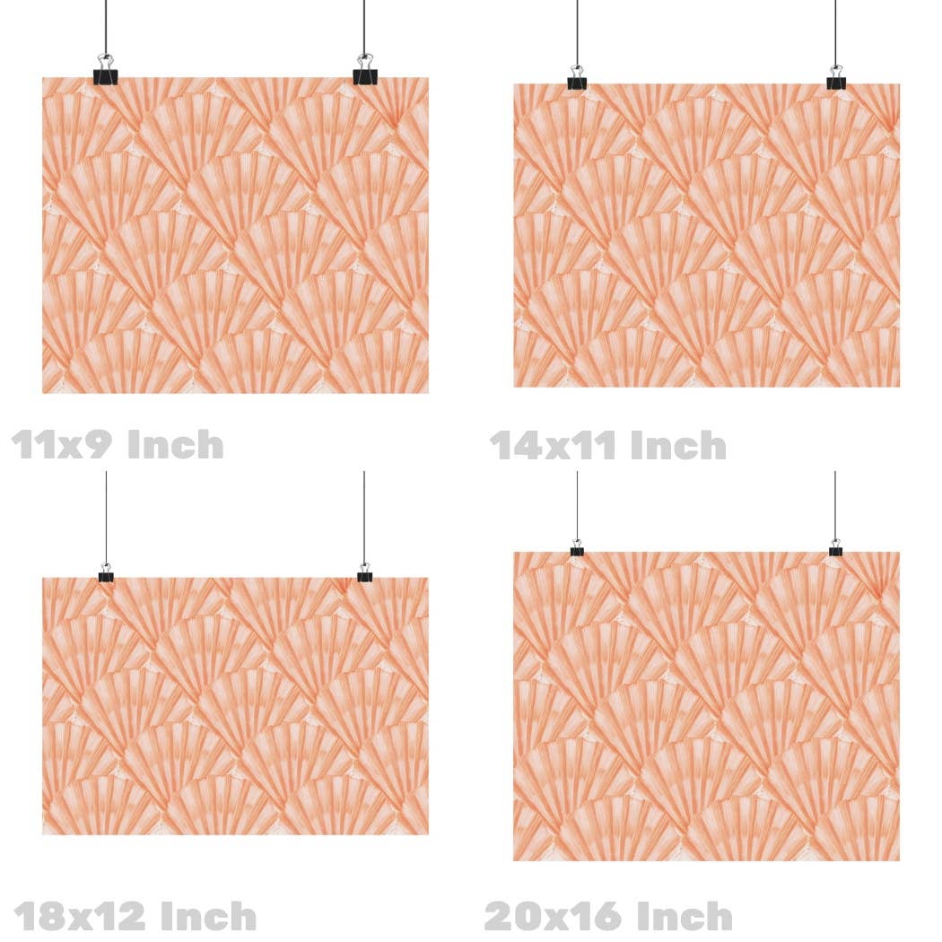 Honey Coast Print Co. - Wholesale Art Print - Landscape  Watercolor Seashells Wall Art Coral Orange Prints1