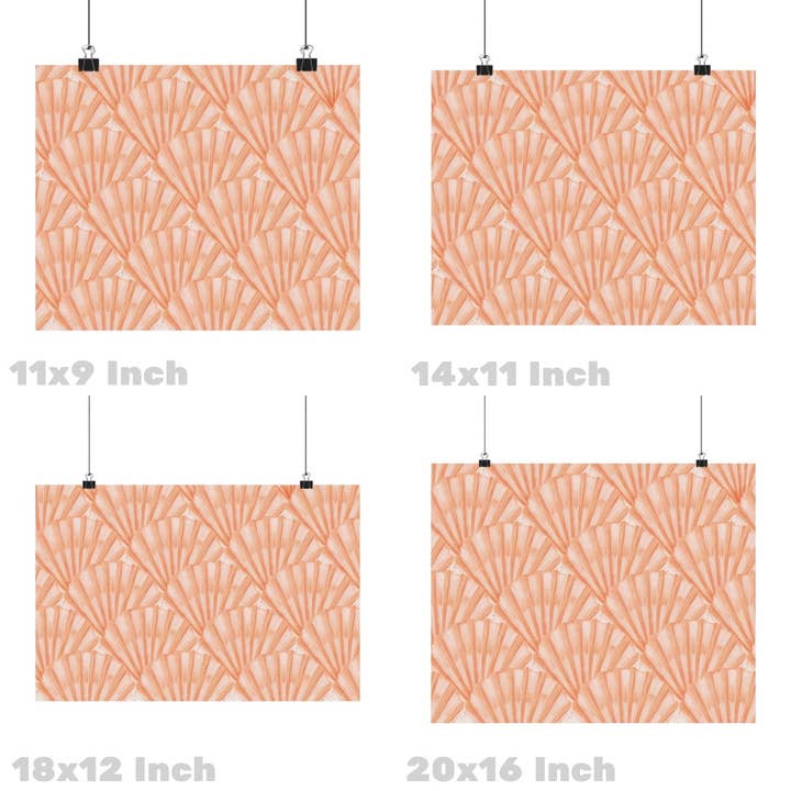 Honey Coast Print Co. - Wholesale Art Print - Landscape Watercolor Seashells Wall Art Coral Orange Prints1