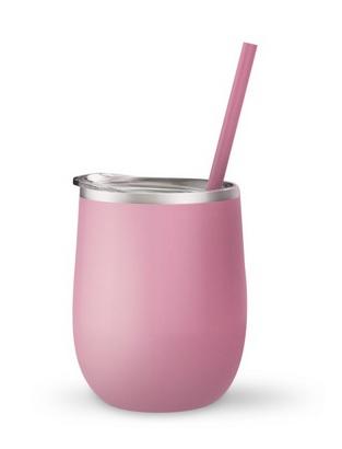 The Cup & Mug Co. – Engroshandel Thermokop – Rustfri stål vinglas uden stilk med låg og sugerør, 12 oz18