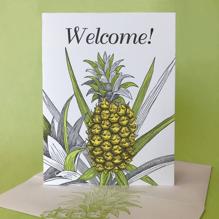 Pineapple Welcome and Blank Note Card for wholesale by Painted Tongue Press