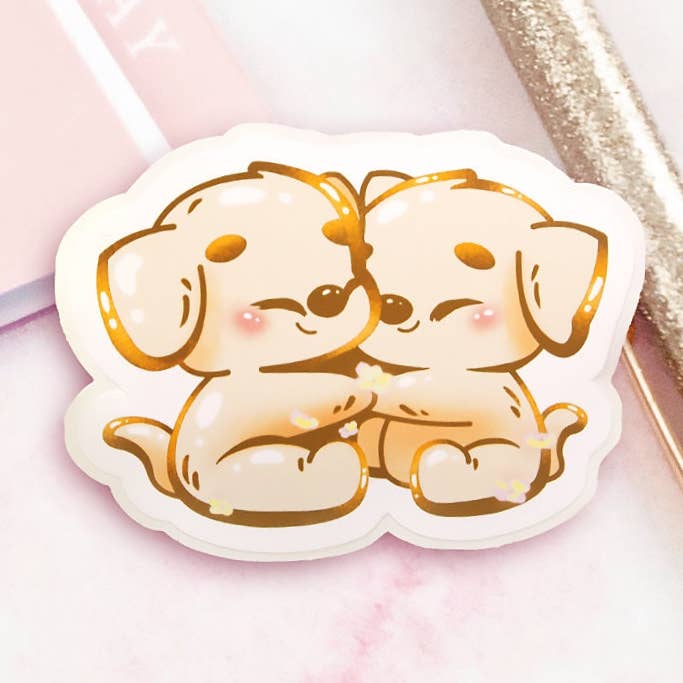 Confezione di adesivi lucidi per cuccioli di cane carino Kawaii da 2,5 cm per la vendita all'ingrosso da parte di BeeluArt