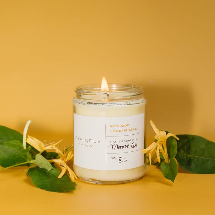 Rekindle Candle Co - Wholesale Jar/Filled Candle - Poolside Honeysuckle Cotton Wick Soy Candle