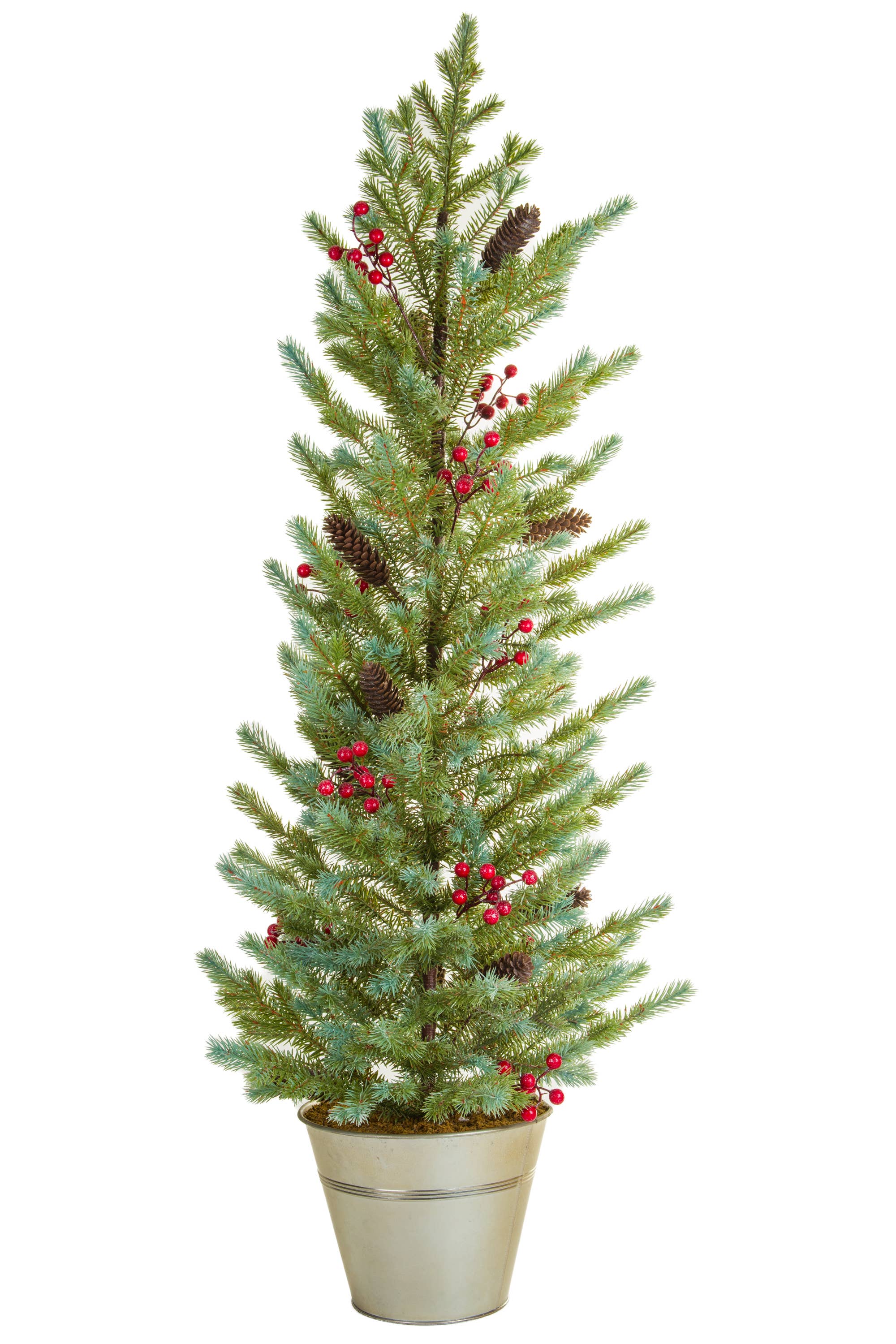 Starlight Collection – Engroshandel Kunstigt juletræ – Grønne juletræer i en sølvplantekasse1