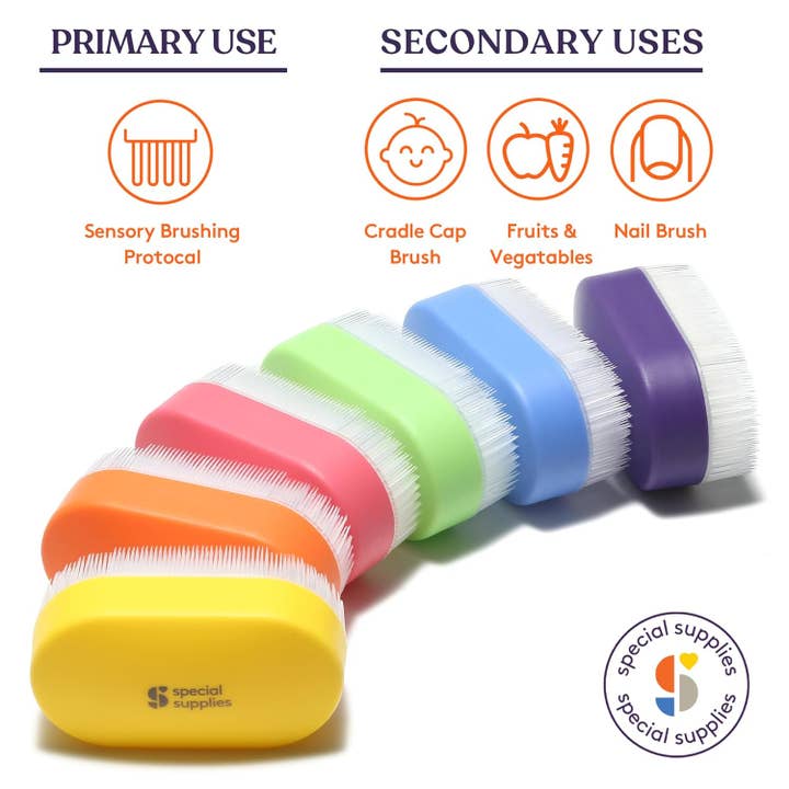 Special Supplies - Wholesale Body Brush - Sensory Brush Therapressure Therapy Brush for Occupational and Sensory Brushing, 6 Pack, Stimulating and Calming Tools for Kids and Adults, Soft Flexible Bristles, Latex Free