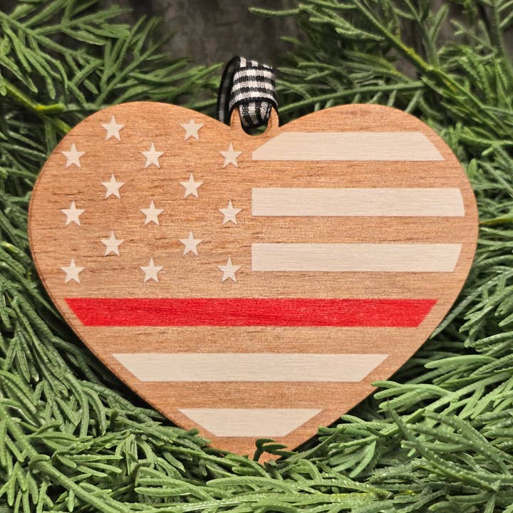 Fire Fighter Heart Ornament for wholesale by Shut The Front Door KC