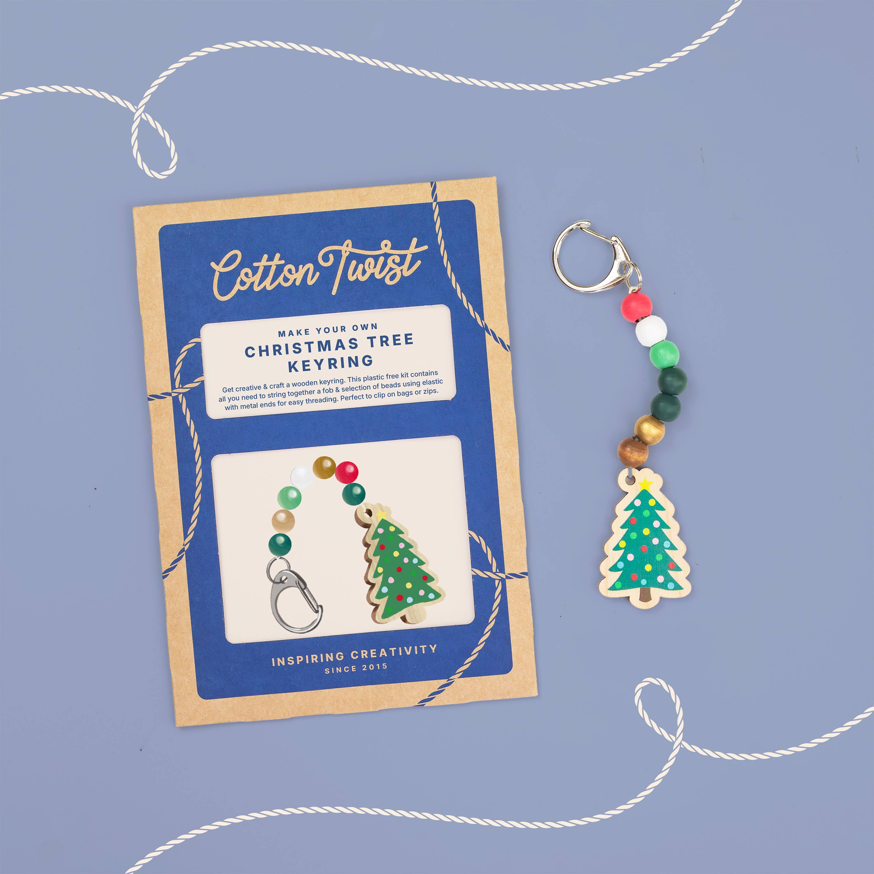Cotton Twist (WE PREPAY ALL US DUTIES) - Vendita all'ingrosso Kit per lavoretti fai da te - Bambini - Kit per Creare il Tuo Portachiavi Albero di Natale
