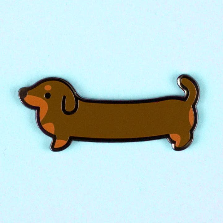 Weenie Dog Pin - Short Coat Bicolor Chocolate/Tan for wholesale by Flea Circus