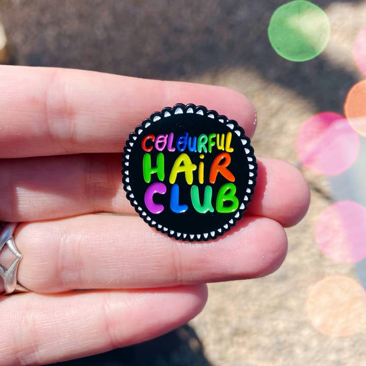 Colourful Hair Club Enamel Pin for wholesale by The Badass Collective