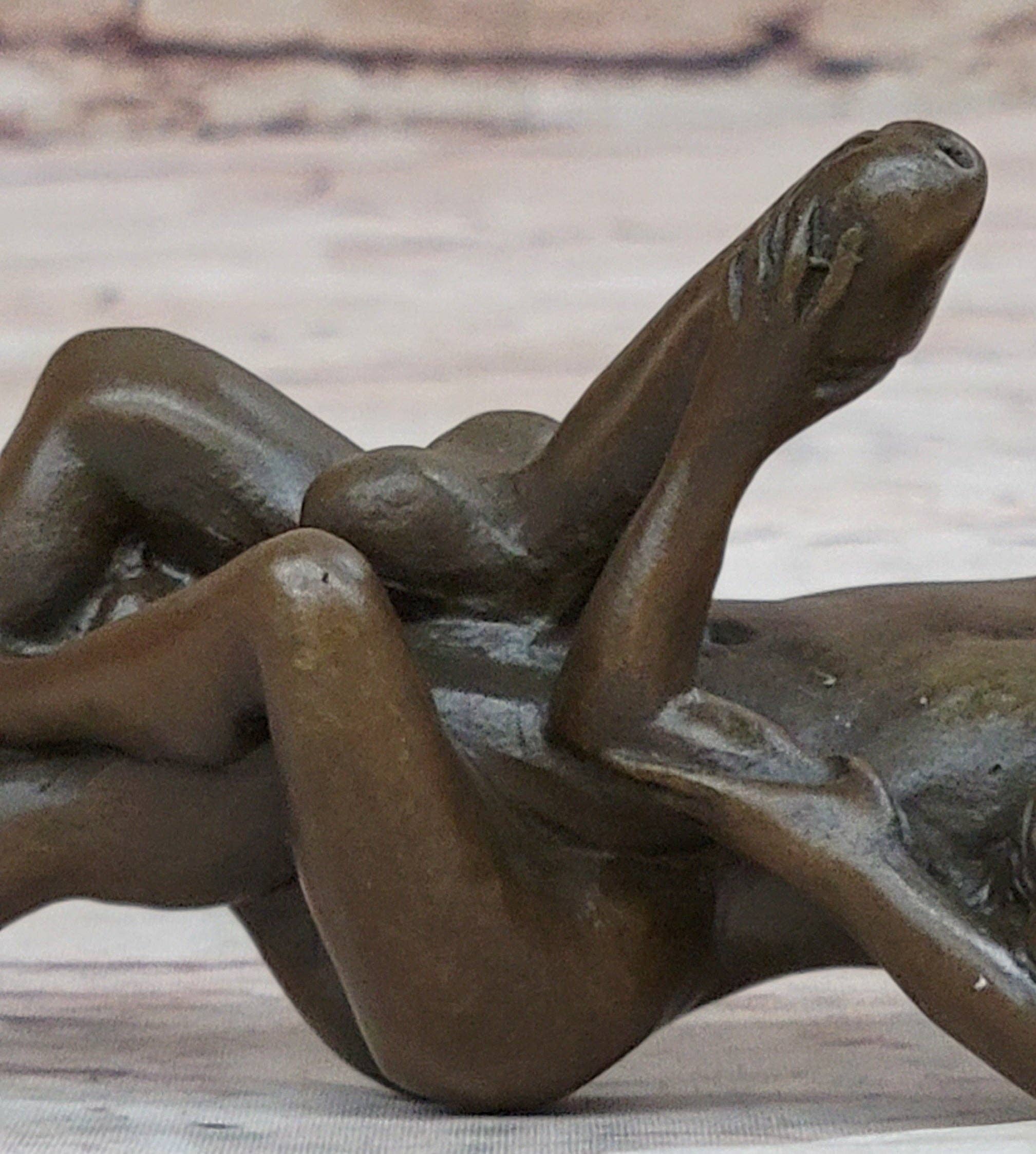 Bronzhaus - Wholesale Sculpture - Erotic Novelty Bronze Figurine Sculpture Couple Having Sex Large Phallus Penis 1.5" x 4"7