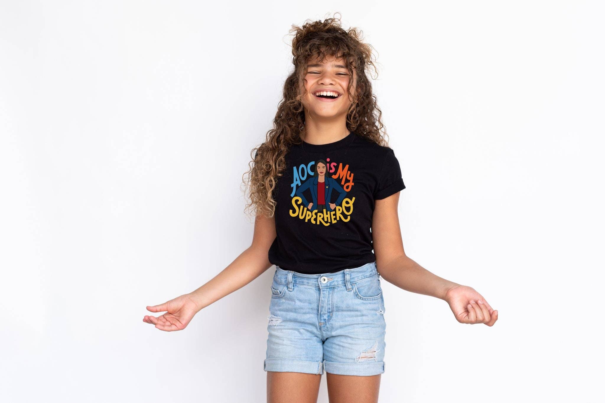 Namaste June (FKA Hey June Kids) – Großhandel T-Shirt mit Siebdruck – Kinder – AOC is My Superhero Kindershirt1