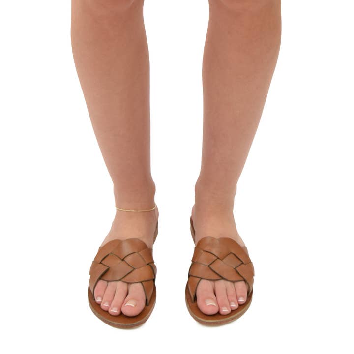 Scarlet Tan Læder Tøfler til kvinder for engroshandel hos FIBO