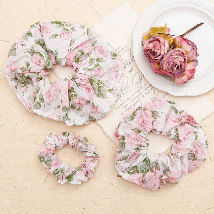 Liberty Fabric Scrunchie in Carline Rose for wholesale by SOMETHING MINTY