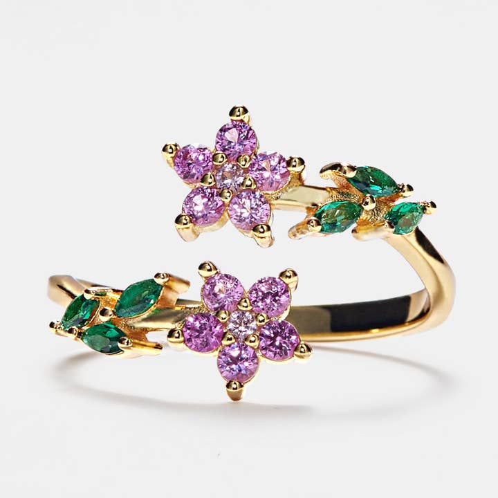 Colored Gem Flower Cocktail Ring in 925 Sterling Silver for wholesale by Perimade & Co. LLC
