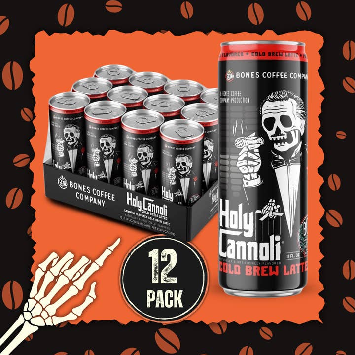 Bones Coffee Company - Wholesale Iced Coffee/Cold Brew - Holy Cannoli Cold Brew Latte | 12-Pack | Iced Canned Coffee