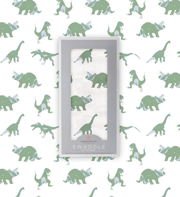 Newcastle Classics - Wholesale Swaddle - Baby - Granite Green Dinosaurs Cotton Swaddle5