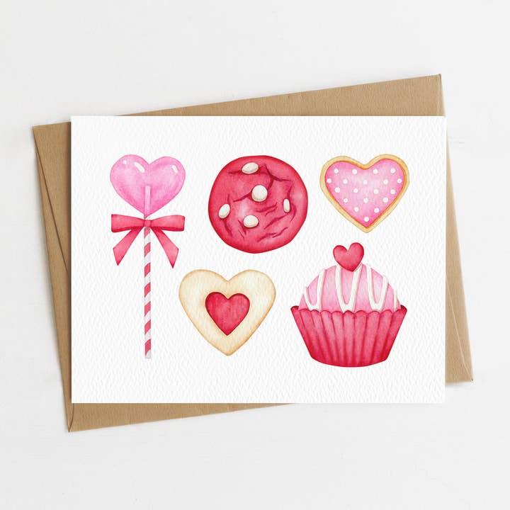 Valentine Treats, Happy Valentine's Day Card, Eco Friendly for wholesale by Blue Thistle