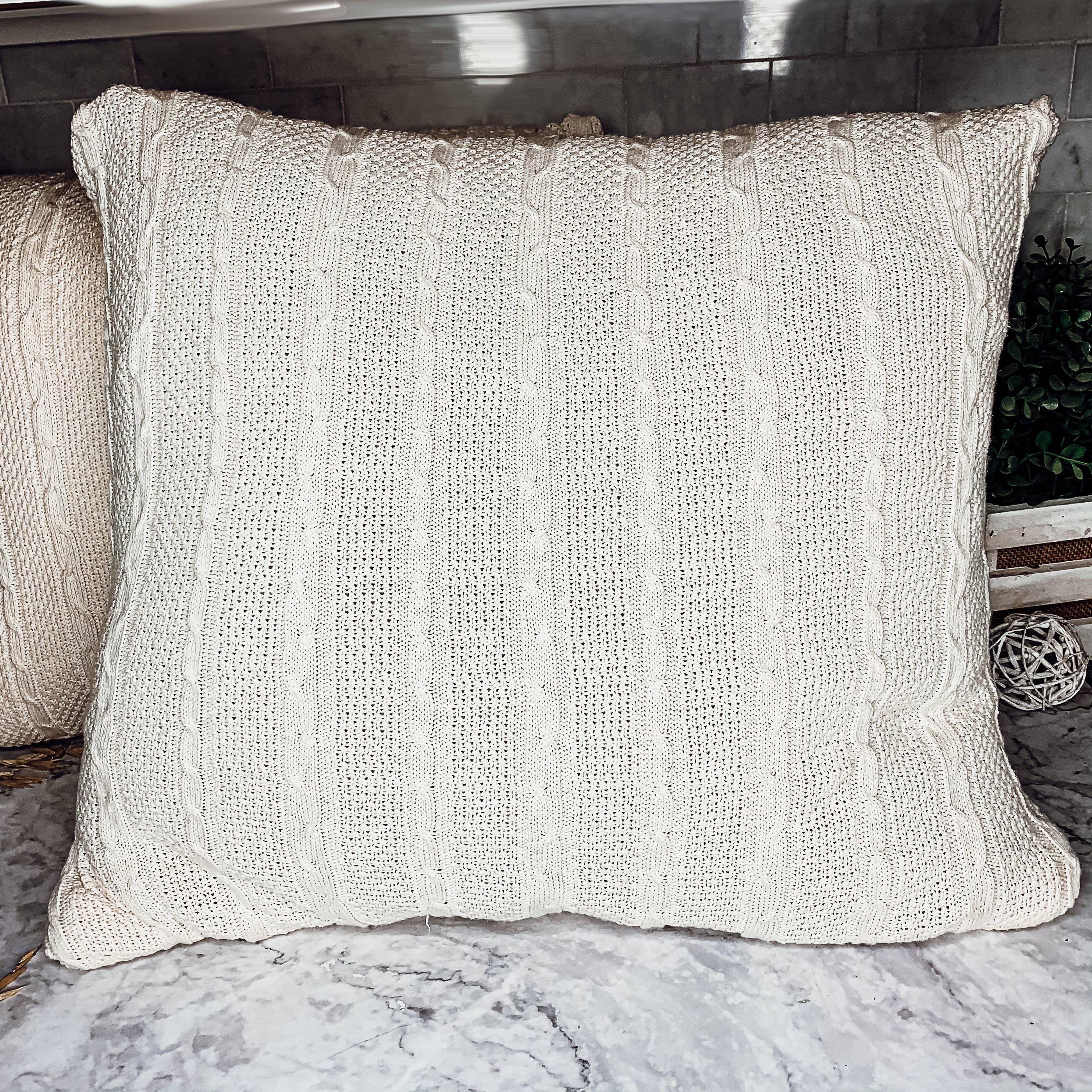 Gia Roma - Venta al por mayor Mantas de sofá - Manta vegana de algodón neutro, tipo suéter color marfil25