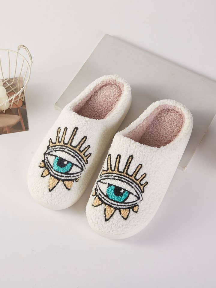 Mystic Evil Eye Graphic Cozy Winter Slippers for wholesale by Hana