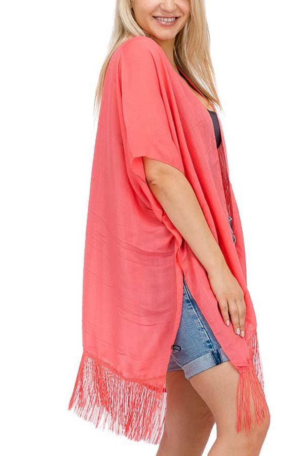 Cap Zone - Wholesale Kimono - Women's - Solid Chiffon Cover Up Kimono2