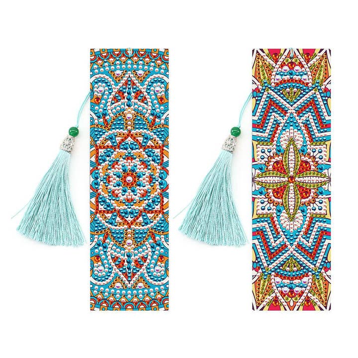Diamond Brands - Wholesale DIY Craft Kit - Turquoise Mandalas Diamond Painting Bookmark Set