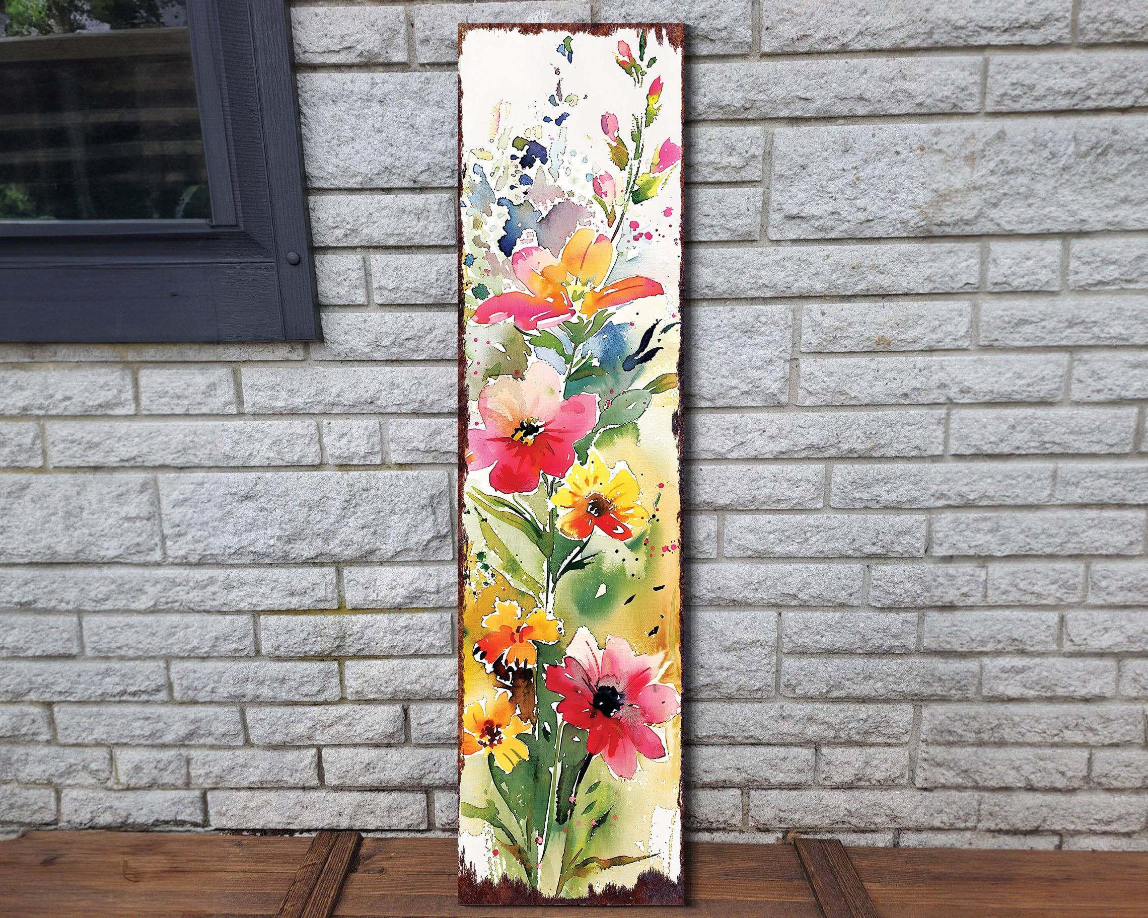 TX USA Corporation – Großhandel Schild für Außenbereich – Frühlings-Wildblumen-Willkommensschild für die Veranda - Rustikale Bauernhaus-Holztürdekoration2