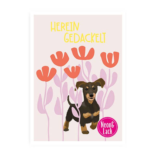 Hereingedackelt | Neon Postcard | Humor for wholesale by Hey!Cards GmbH & Co. KG