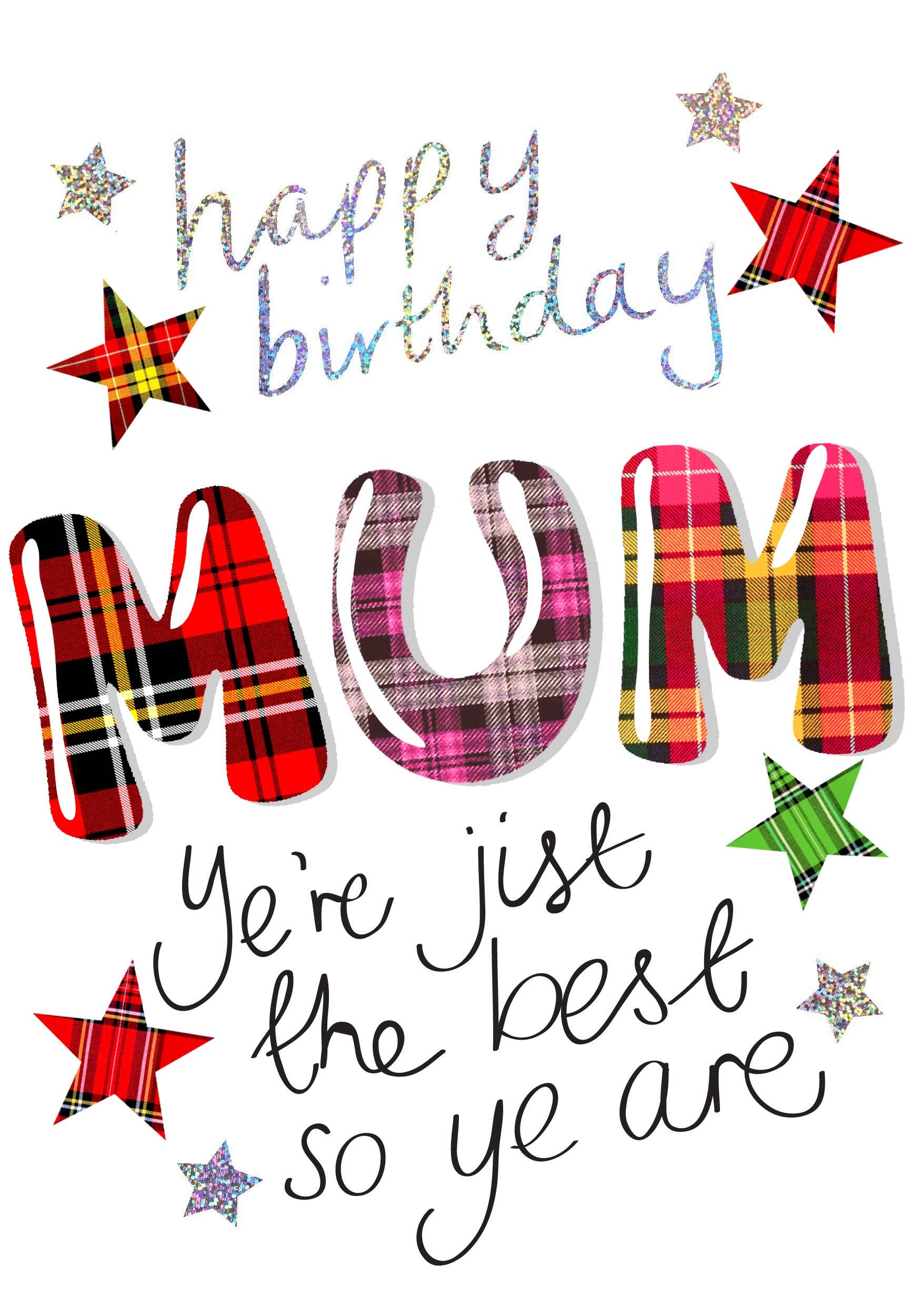Wee Wishes – wholesale Birthday card – Tartan Words Mum Birthday card WWTW061