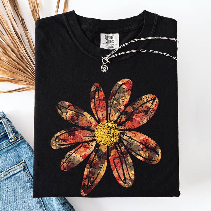 Refinery Number One LLC - Wholesale T-shirt (graphic) – unisex - Autumn Flower, Beautiful Fall Floral, Comfort Colors T-Shirt