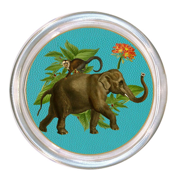 Elephant on Turquoise African Obsession Coaster for wholesale by Marye-Kelley