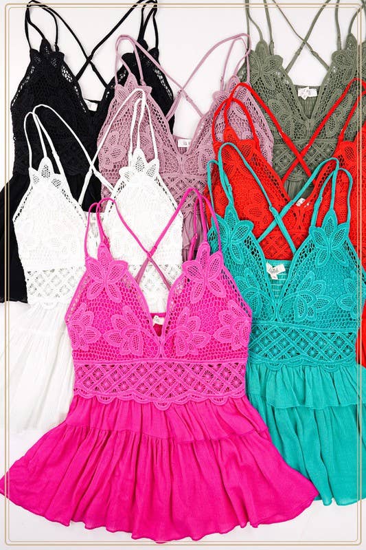 La Miel - Vendita all'ingrosso Camicetta - Donna - Top fluido a bralette in crochet con spalline regolabili15