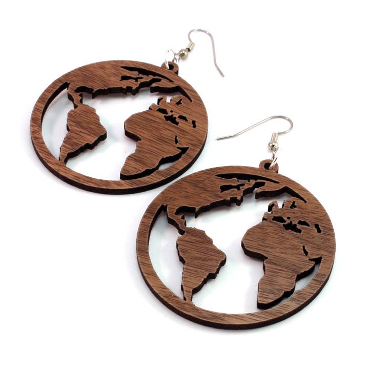 Globe Wooden Hook Earrings for wholesale by Ear Emporium