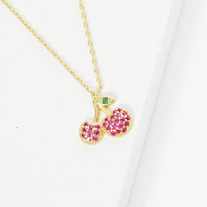 Cubic Zirconia Cherry Charm ketting voor wholesale door OHBOOBA DESIGN