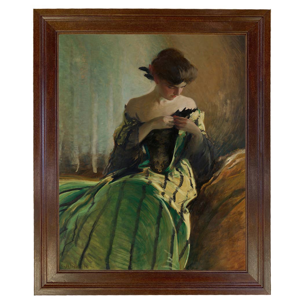 Madison Bay Co. - Historical Home Decor Reproductions - Vendita all'ingrosso Stampa artistica - Stampa su Tela Vintage di Donna in Abito Nero e Verde84