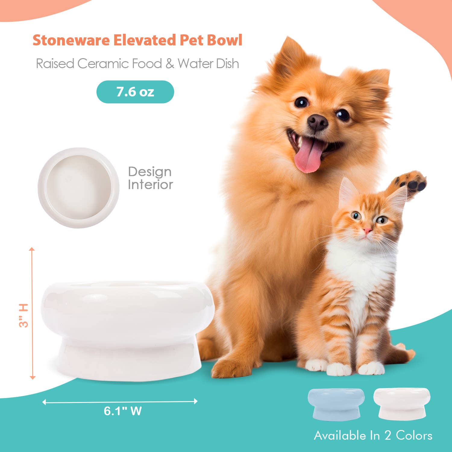 Precious Tails - Wholesale Pet Bowl - Cat/Dog - Abstract bubble Shaped Stoneware Elevated Pet Bowl2