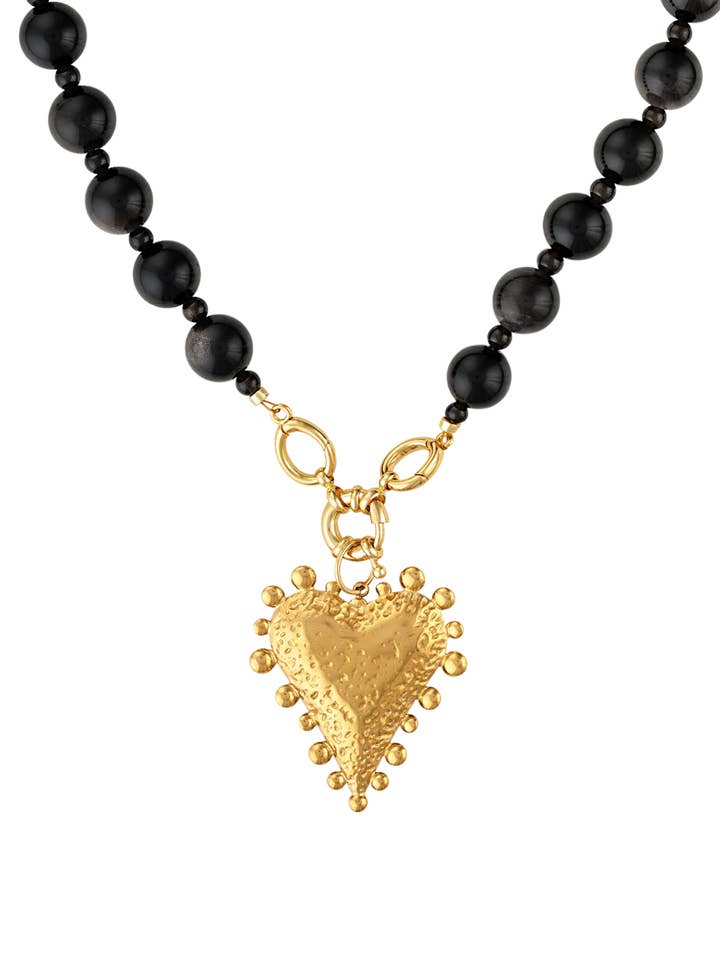 COLLIER CŒUR OUVERT À FERMOIR LENNON GEMSTONE pour la vente par Kinsey Designs