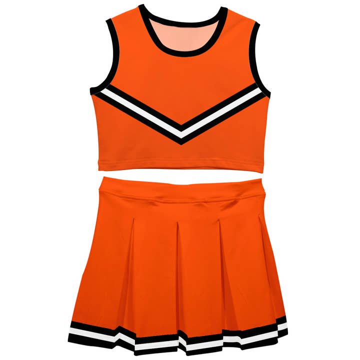 Orange & Black Sleeveless Cheerleader Set for wholesale by Vive La Fete