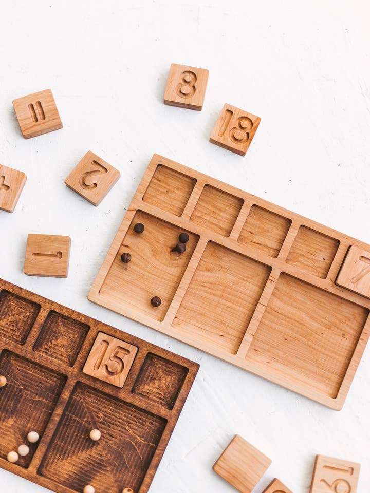 Numbers, Counting to ten math tray, Montessori learning toys for wholesale by Woodinout