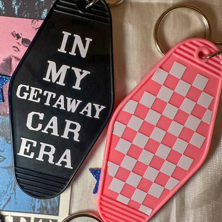 in my getaway car TS6 motel keychain for wholesale by SpicyStylesCo