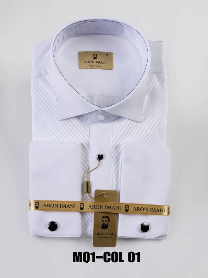 Men's Ruffle Tuxedo Shirt-Model 1 White or Black- Turkey for wholesale by Aron Imani