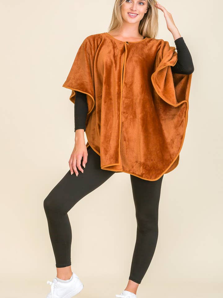 Cape Style Cozy Soft Poncho for wholesale by Honey J