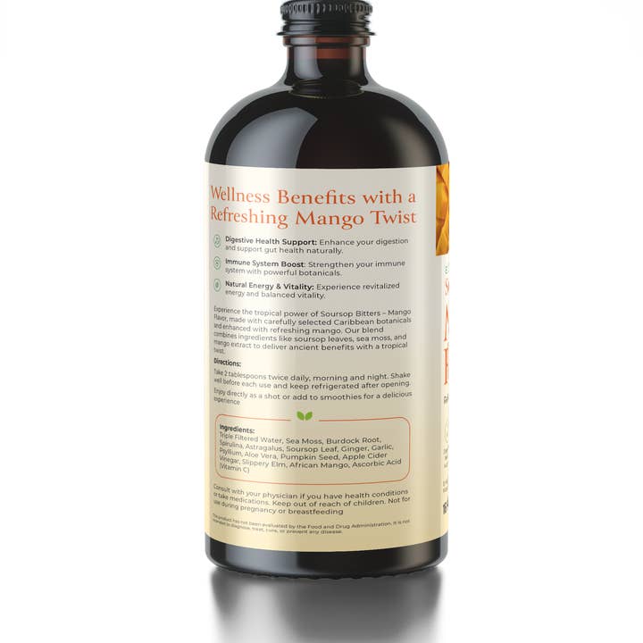 Rising Sun Distributors - Wholesale Bitters - Mira’s Harvest Soursop Bitters Mango Flavor2